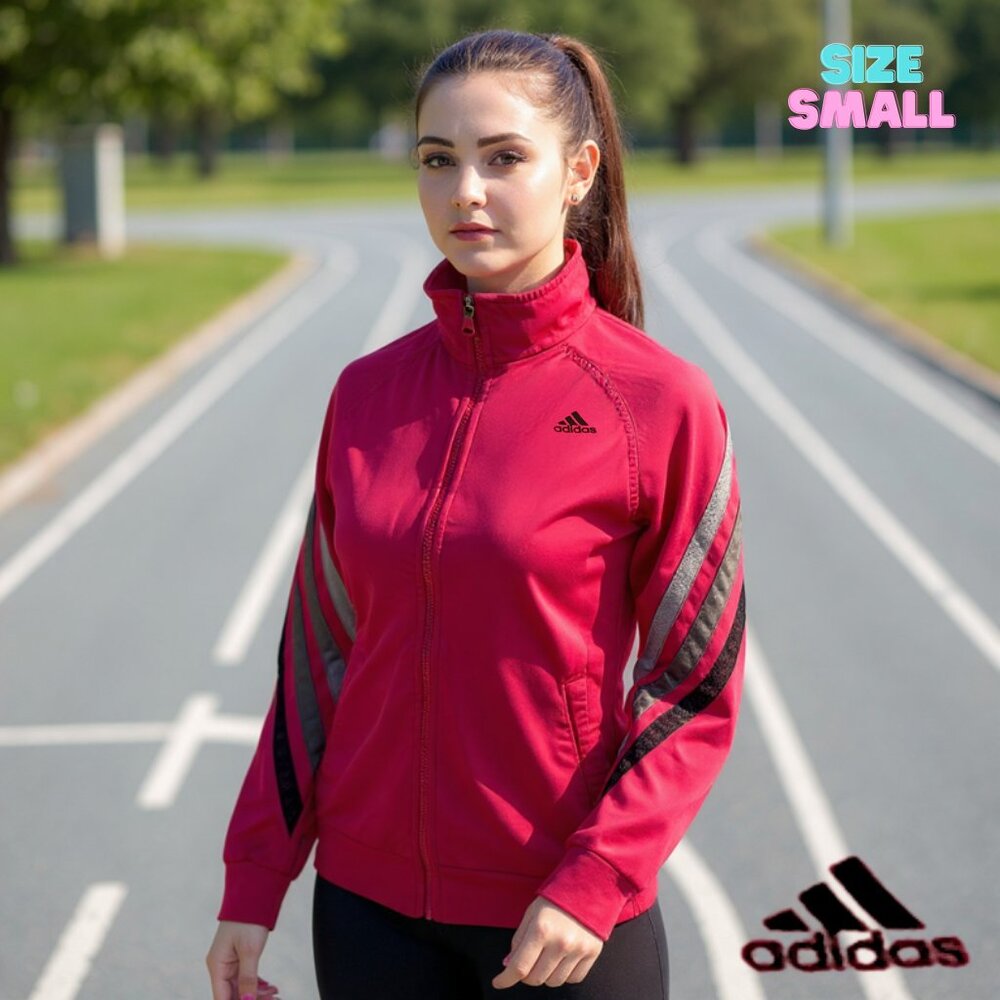 Adidas Pink Track Jacket Women's Size Small S Full Zip Activewear Athleisure Y2K